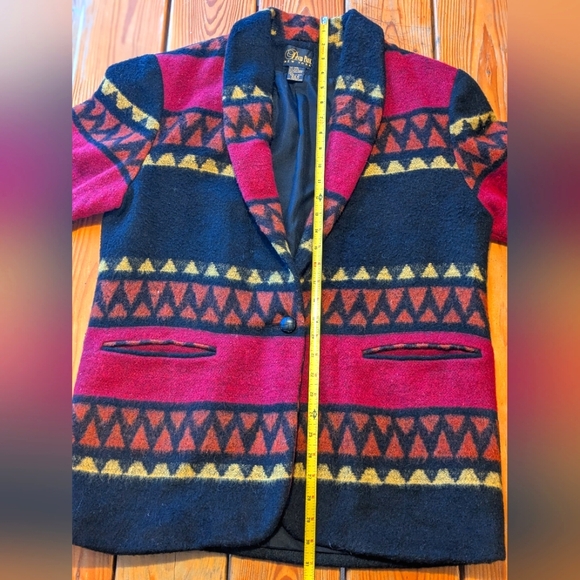 David Paul New York Oversized Women's Medium Aztec Wool Blend Blazer - Picture 5 of 7